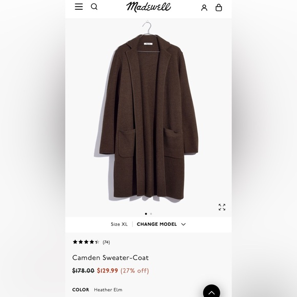 Madewell Camden Sweater Coat Open Front Size Medium - Picture 15 of 15